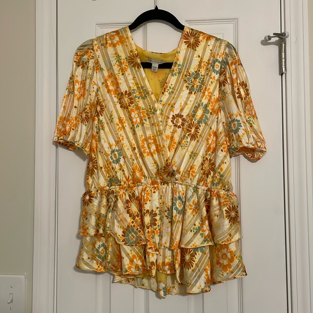🎉HP!🎉 Cato 14/16 W Retro Flower Blouse